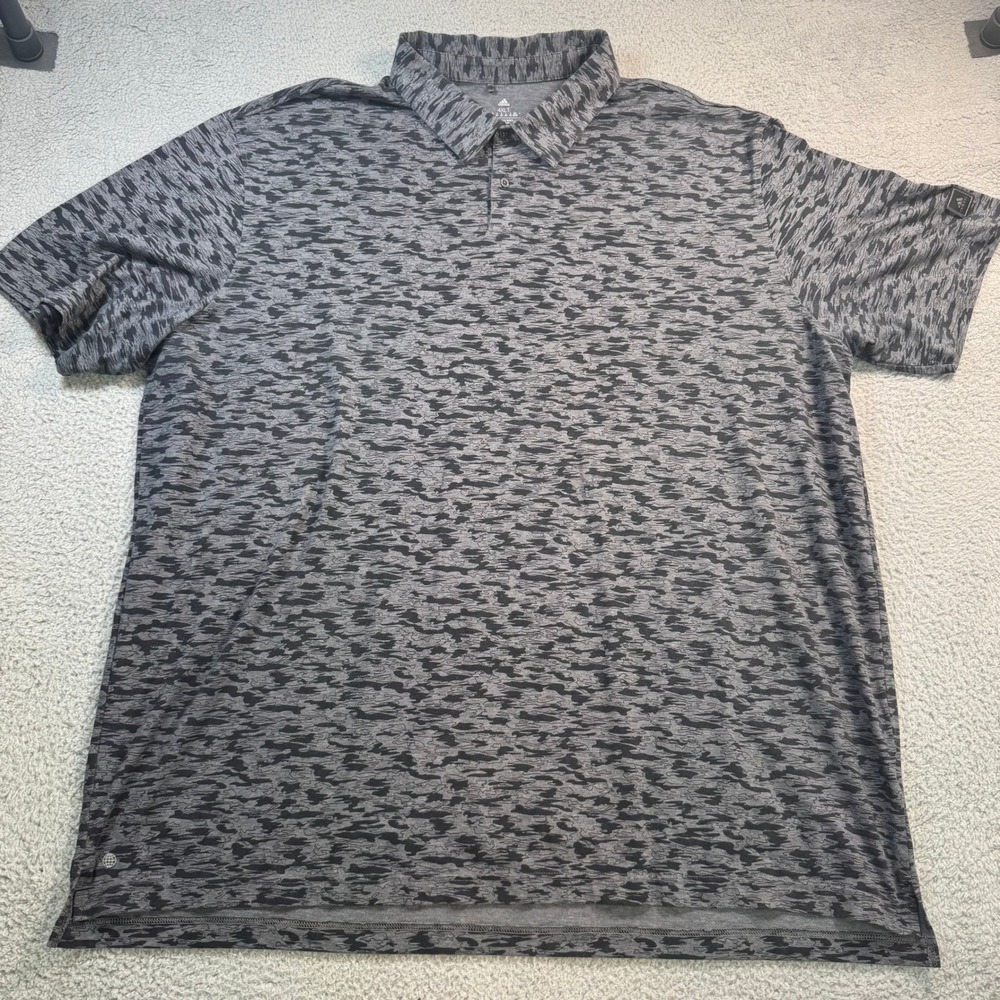Adidas Mens 4XLT Gray Camo Polo Shirt Short Sleeve Stretch Golf Activewear Tall